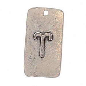 ARIES Dog Tag ZODIAC SIGN PENDANT pewter NEW Ram vintage